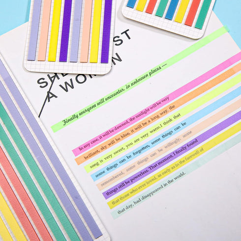 Highlighter Tape Set (1600PCS) - 10 Packs Transparent Sticky Notes, Writable Long Page Markers Tabs for Notebooks