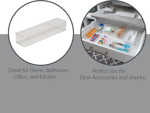 Simplify Long Multi-Purpose Drawer Organizer | Transparent | Office Supplies | Storage | Bathroom | Accessories