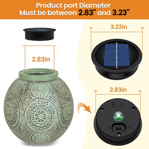 2 Pack 3.2 inches, 2.9 inches),7 Replacement Solar Light Parts(Top Size Bottom Size Lumens Warm White LED Waterproof