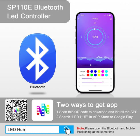 SP110E 2 Pack 5-24V WS2812B WS2815 SK6812 APA102 VIPMOON Bluetooth LED Controller, Pixel LED Light Strips Controller