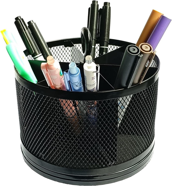 Rotating Pen/Pencil Holder for Desk, Supplies Organizer Pen Caddy, 6 Compartments Spinning Multi-Functional Large
