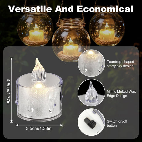 24Pcs LED Flameless Candles, Crystal LED Tea Lights Battery Operated for Christmas Romantic Night Wedding Anniversary