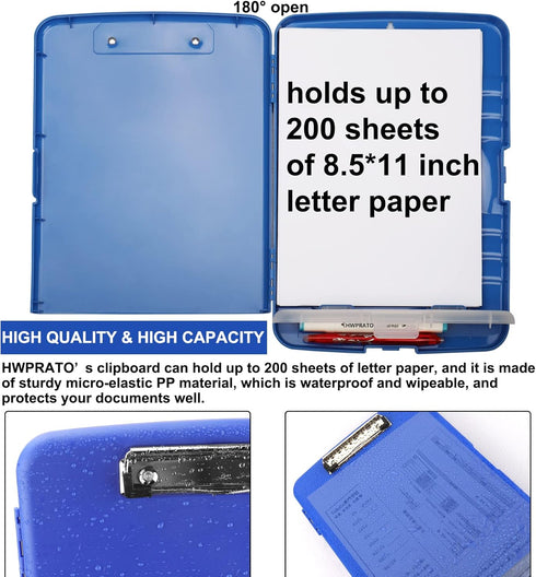 Organizer Clipboard with Storage, Foldable File Folder, Plastic Clipboard Folio for Teacher, Kids, Doctor, Offices