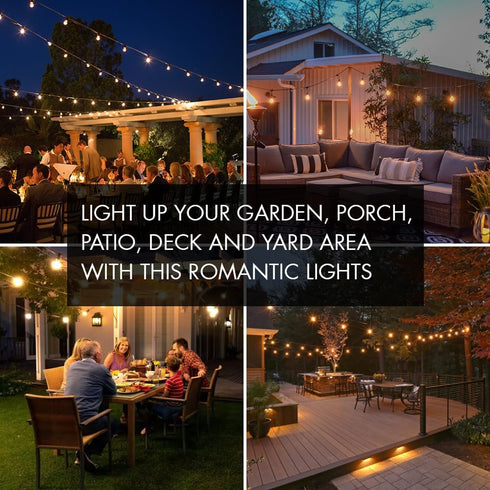 48FT 16 Bulbs SUNTHIN Outdoor String Lights, Patio Lights with LED Shatterproof for Outside, Backyard, Deck, Porch