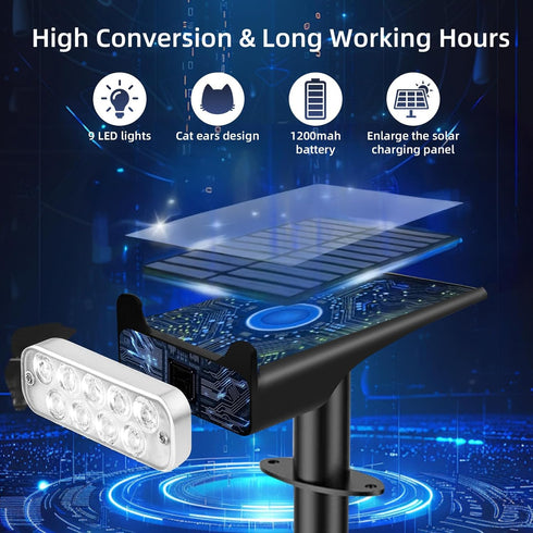 4 HOFLYW Solar Spotlights Outdoor Waterproof Landscape Path Lights Solar Dusk to Dawn Outdoor Lighting Brightness Modes