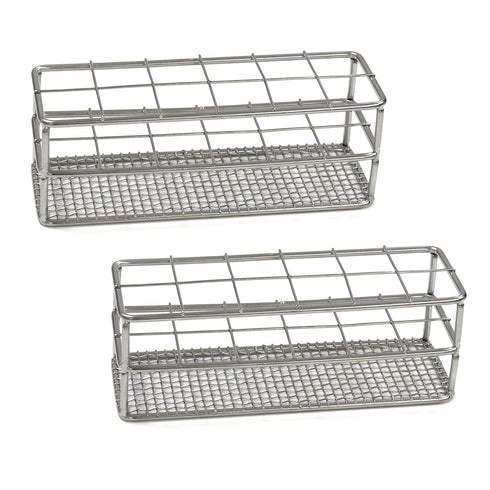 2pcs Stainless Steel Test Tube Racks, 12 Holes, Wire Constructed Holder for Dia.=21mm Tubes