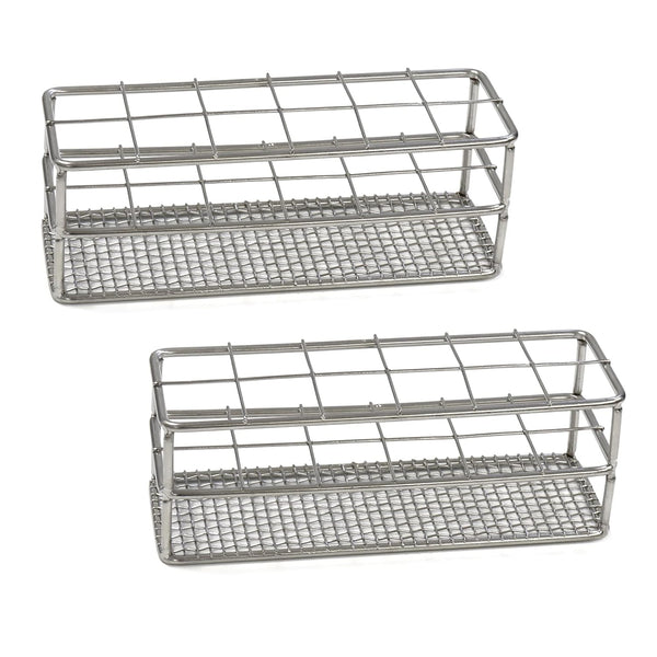 2pcs Stainless Steel Test Tube Racks, 12 Holes, Wire Constructed Holder for Dia.=21mm Tubes