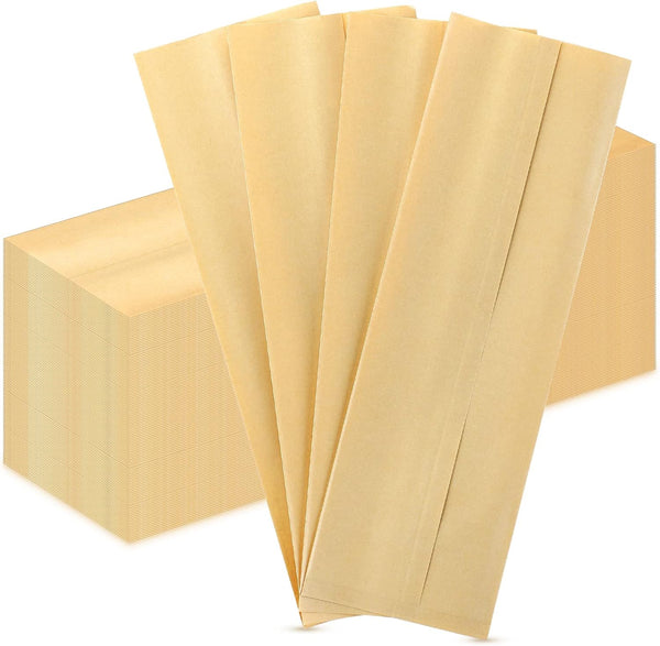 200 Pcs Kraft Paper Bags, Kraft Churro Bags, Grease Resistant Silverware Sleeves for Utensils, Cutlery, Cookies,