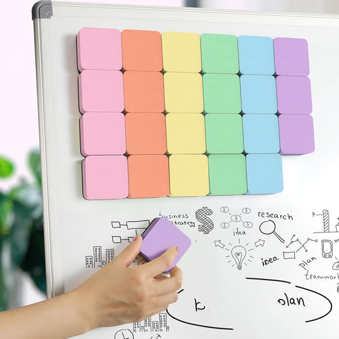 MaxGear Whiteboard Eraser, 48 Pack Magnetic Dry Erase Erasers, Bulk for Classroom, Office, Home (6 Pastel Color Set)