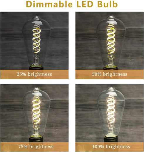 Dimmable Vintage LED Edison Bulbs, 6W Equivalent 60W, 600lm Daylight 5000K ST58 Antique E26 Clear Glass