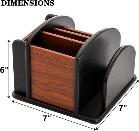 DEAYOU Wood Remote Control Holder for Table, Revolving Office Desktop Organizer for Pen, Pencil, Mail, Desk, Home by DEAYOU