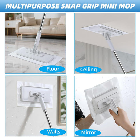 4 1 2 2 in Disposable Dust Mop with Squeegee & Floor Scrub Brush with Long Handle, Shiny Towels Wipes Cleaning Cloths