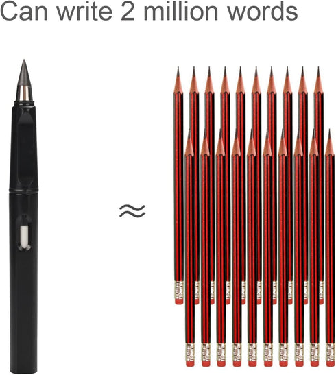 Everlasting Pencils 0.7mm Inkless Pen, 4Pcs Pencils with 8Pcs Replaceable Leads (Black White) Lapiz Infinito No Sharpen