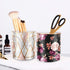 WAVEYU Pen Holder for Desk, Cute Floral Makeup Brush Holder, Durable Ceramic Flower Design Desk Pencil Organizer