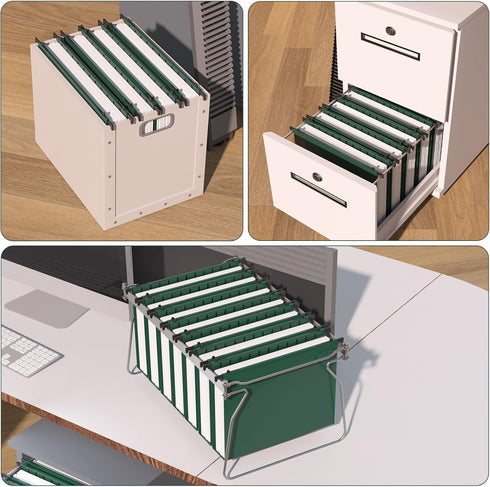 Plastic Hanging File Folder Extra Capacity, 12 Pack Reinforced Hang Folders with Heavy Duty 2 Inch Expansion, Letter