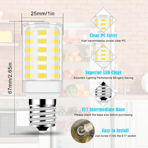 Led Freezer Light Bulb KEL 2811 2815 KEI D28A, 6W Equivalent, 100-265v, Daylight White 5000K, Pack of 3
