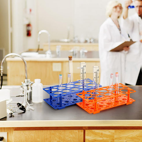 Lawei 6 Pack 28 Well Test Tube Rack: Detachable Plastic Stand for 10ml / 15ml / 50ml Tube, Blue and Orange