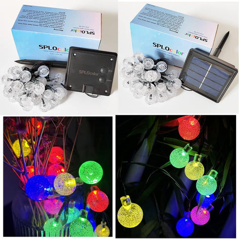 Solar String Lights Outdoor, 20ft Waterproof 30 LEDs, 8 Modes Crystal Globe Fairy Lights for Backyard Patio Wedding