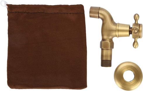 Wall Mounted Faucet, Vintage Solid Brass Single Cold Antique Lever Handle Water Tape for Kitchen Sink Mop Pool Short Tap Laundry Utility Washing Machine G1 2 washbasin (Mop Pool Faucet Short) by KIMISS