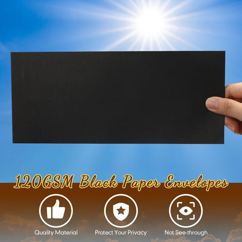 Jutom 500 Pcs Kraft Envelopes Letter Size Bulk #10 Business Security Envelopes Sealed 4-1/8 x 9-1/2 (Black)