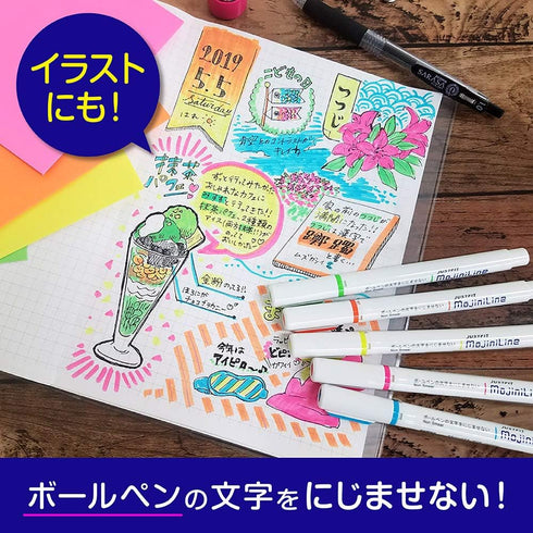 Zebra Highlighter Mojiniline, Blurring Proof for Ballpoint Pen Writing (5 Color Set) WKS22-5C