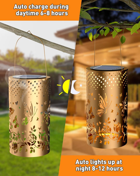 long-stars Lights,10LED 6 1Pack Solar Lanterns Outdoor Hanging Lights ,Waterproof Solar Table Lamps with RGB Color