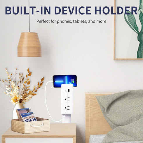 MANGOBOB 2 17"-27" 180 Electrical Outlet Extender Stick USB-A, USB-C, AC Outlets, Extendable & Rotating Plug Adapter