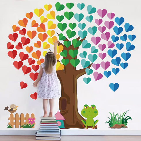 Classroom Tree Bulletin Board Decorations Set, Hearts Bulletin Board Tree Cutouts Welcome Classroom Wall Decors for