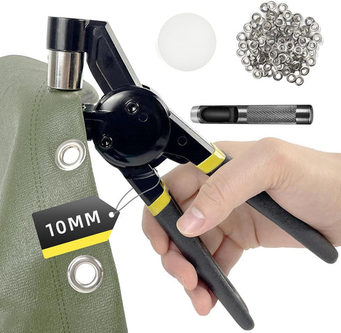 Grommet Tool Kit, 3/8 inch Manual Eyelet Press Machine with 500 pcs 10 mm Grommets