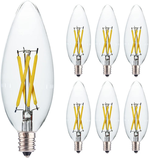 6 Pack E12 Candelabra LED Bulb 40 Watt Equivalent,4W Type B 5000K