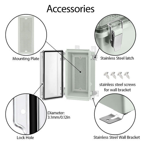LeMotech Electrical Box, IP67 Waterproof Hinged Clear Cover Junction Box, ABS Plastic Enclosure with Mounting Plate,