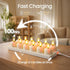 Set 12 1.6" x2.2" (2.5 100 Rechargeable LED of Tea Light Remote Candles with Charging Station, Ivory Base Timer