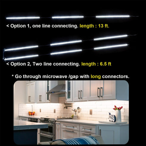8 20inch 24W Dimmable Counter, 6500K White,1900LM,13ft WOBANE Under Cabinet Lights, Kitchen LED Lighting Kit, PCS LED