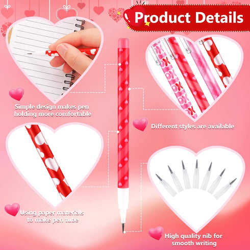 Valentine's Day Pencils Plastic Pencils Party Favors for Kids Valentines Stackable Pencils Novelty Pencils Bulk Heart Pencils for Classroom Rewards School Supplies Goodie Bag Fillers (48 Pieces) by Tinlade