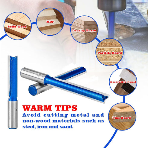 1Pc Set 1/2 3" Length,1/2" Extra Long Straight Router Bit Shank,Carbide Tipped Double Flute Straight Bit Dado Straight