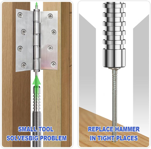 Spring Loaded Nail Set Tools, 2-PCS Dual Head Hinge Pin Punch & Hammerless Nail Setter, Super Strong Door Pin Tool