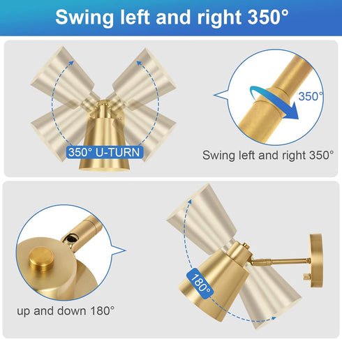 VATONI Dimmable Dimmer Doorway(1 Pack, 1 Bulb) Wall Sconce, Plug in Wall Sconce Adjustable Angle Wall Lights with Plug
