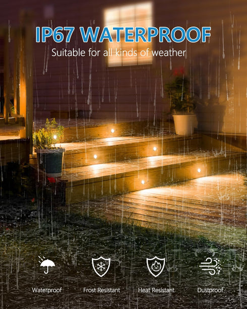 1Pack, 12V IP67 HIBOITEC Recessed LED Deck Light Kits Low Voltage Landscape Lighting Waterproof Outdoor Step Stair