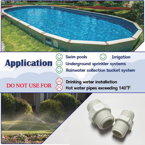 12PCS 3/4 Inch PVC Pipe Fitting Hex Nipple, G3/4 Male X G3/4 Male Coupling Adaptor for Plumbing