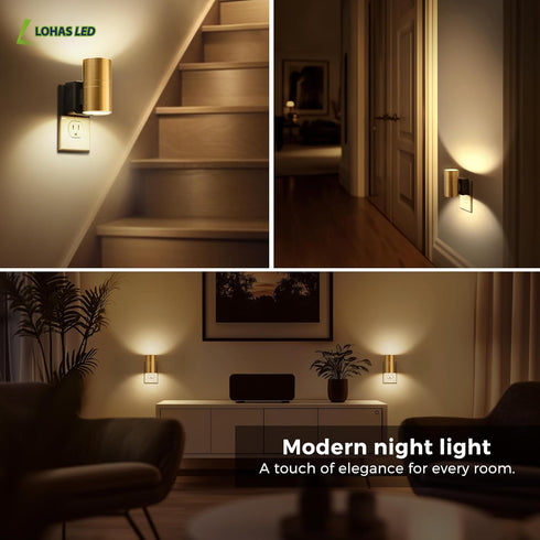 Light,Dimmable 2 Pack 3000K 0-100LM L LOHAS LED Night Night Lights Plug into Wall, Automatic Nightlight with Light