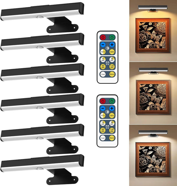 EUIOKUN 6Pack Wireless Picture Light for Wall Battery Operated Wall Sconces with Remote
