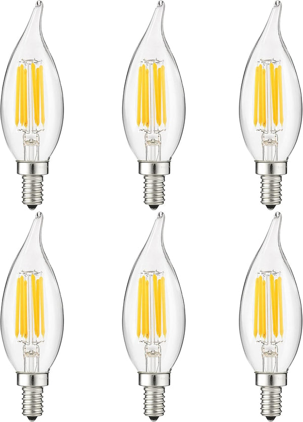 Sunlite 41357-SU LED Filament Chandelier Light Bulb with Flame Tip, 5 Watts