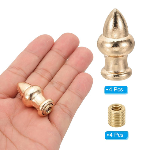 PATIKIL 36 20mm 4 Set x Lamp Finials Caps Knob, Solid Lamp Shade Top Decoration Screw Cap Nuts with Brass Reducing