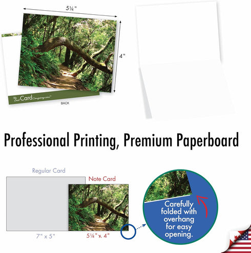 The Best Card Company - 20 Blank Landscape Nature Note Cards (4 x 5.12 Inch) - Nature Trails (10 Designs, 2 Each)