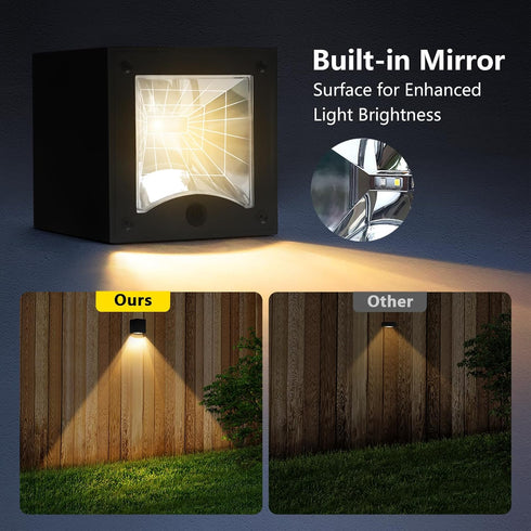 Mailbox, 2 Pack Solar Wall Lights Outdoor Waterproof Solar Fence Light LED Downlights with Warm White & RGB Modes