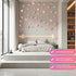 BUBBLE-FLY 60 Pcs Pink Heart Wall Decals, Repositionable PVC Wall Decals for Girls Room, Nursery, Bedroom, Living Room