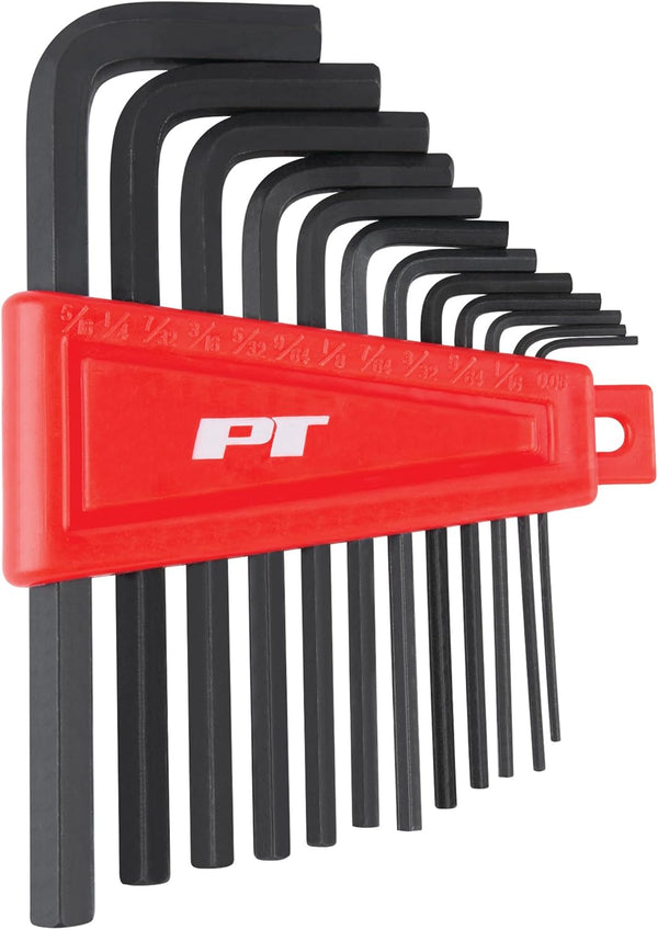 Performance Tool W1391 12-Piece Long Arm Hex Key Set, Heat Treated Alloy Steel, SAE Sizes