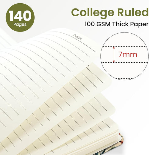 A5 140 (5.8" 8.3"), ZOTIA Lined Spiral Journal for Women, Cute Hardcover College Ruled Notebook for Work, School & Note