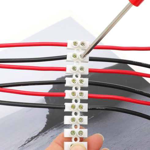 12 Position Dual Row Terminal Block Set, 7 Pieces Electrical Barrier Wire Connector Block, 10A 380V
