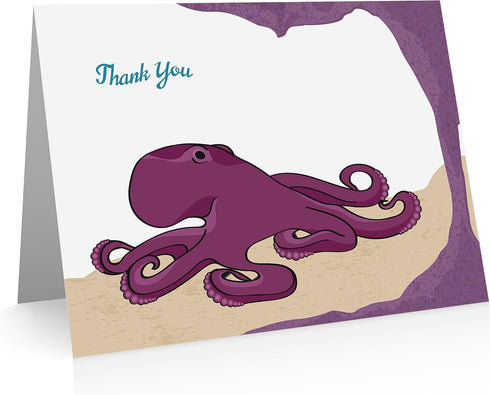 Little Notes by Comptime Sea Animal Thank You Cards Thank You Cards with Envelopes - Sea Creatures
